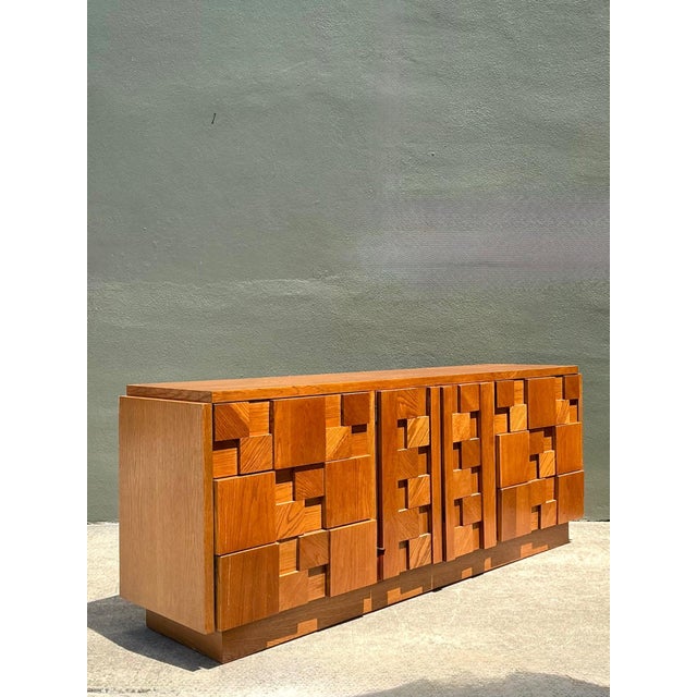Mid-Century Modern Vintage Lane Brutalist “Staccato” Mosaic Dresser For Sale - Image 3 of 15