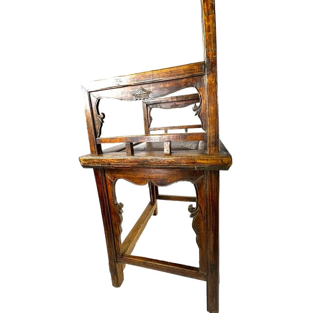 Pair of Chinese Antique Armchairs With Carvings For Sale - Image 9 of 13