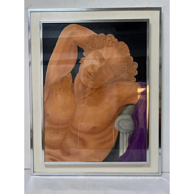 Figurative Vintage Neoclasical Italian Figurative Watercolor Painting, Framed For Sale - Image 3 of 8