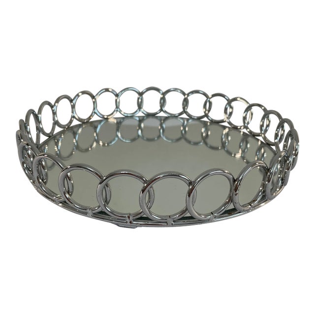 Mid 20th Century Mirrored Chrome Art Deco Gallery Bar Tray For Sale