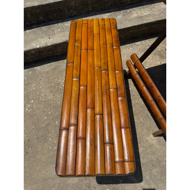 Brown Vintage Boho Folding Bamboo Picnic Table & Benches For Sale - Image 8 of 8