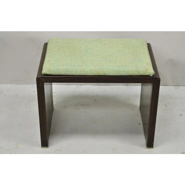 Simmons Company Furniture Early 20th Century Simmons Norman Bel Geddes Steel Metal Art Deco Brown Waterfall Vanity Bench For Sale - Image 4 of 12