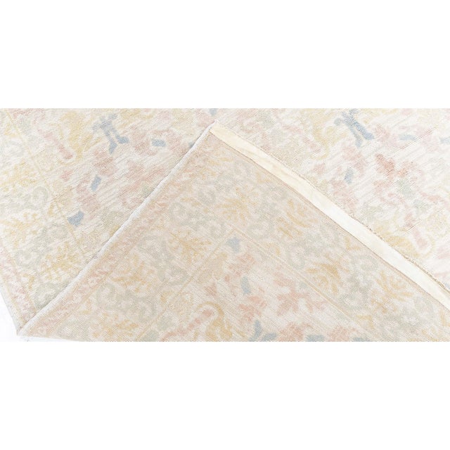 Doris Leslie Blau Vintage Spanish Floral Soft Beige Hand-Knotted Wool Carpet For Sale In New York - Image 6 of 9