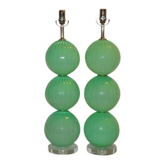 Joe Cariati Green Hand Blown Lamps For Sale