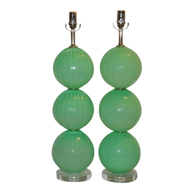Joe Cariati Green Hand Blown Lamps For Sale