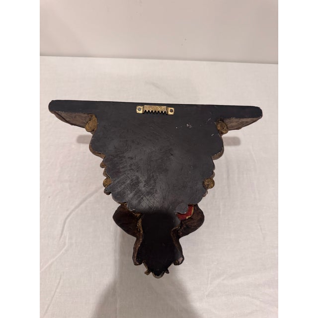 Ceramic Late 20th Century Hollywood Regency Monkey Wall Shelf Whimsical Red Jacket Bracket With Bamboo Top For Sale - Image 7 of 9