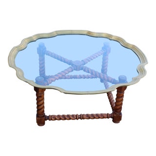 Hollywood Regency Brass And Glass Cocktail Table For Sale