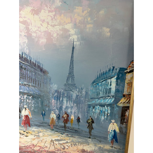 Blue Mid 20th Century Stunning 39" Framed Paris Oil Painting – "Burnett" Eiffel Tower For Sale - Image 8 of 10
