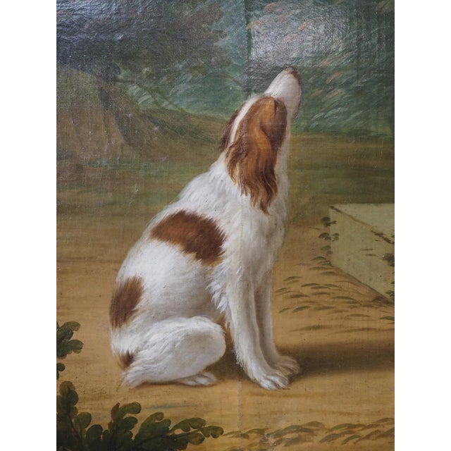 Green Large 18th Century French Oil on Canvas Painting Depicting a Hunt Scene For Sale - Image 8 of 13