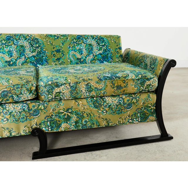 Midcentury James Mont Style Lacquered Gondola Dragon Sofa For Sale - Image 11 of 17