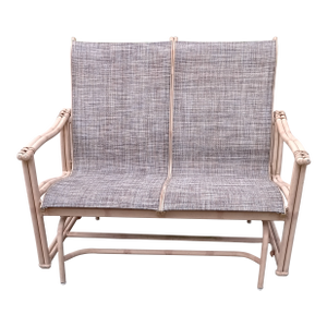 Vintage Patio Garden Outdoor Glider Loveseat Sofa Faux Bamboo Metal