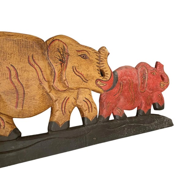 1990s 1990s Carved Wooden Elephant Over the Door / Wall Hanging Bohemian Decor India For Sale - Image 5 of 6