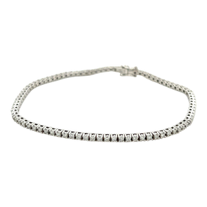 Box Chain Natural Diamond Tennis Bracelet in 18k white gold