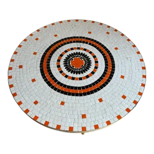 Mid Century Modern 1960s Ceramic Tile Mosaic and Walnut Round Coffee Table Gordon and Jane Martz Style