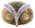 Vintage 18k Gold Diamond Owl Ring With Chrysoberyl Eyes, Size 6.5 For Sale