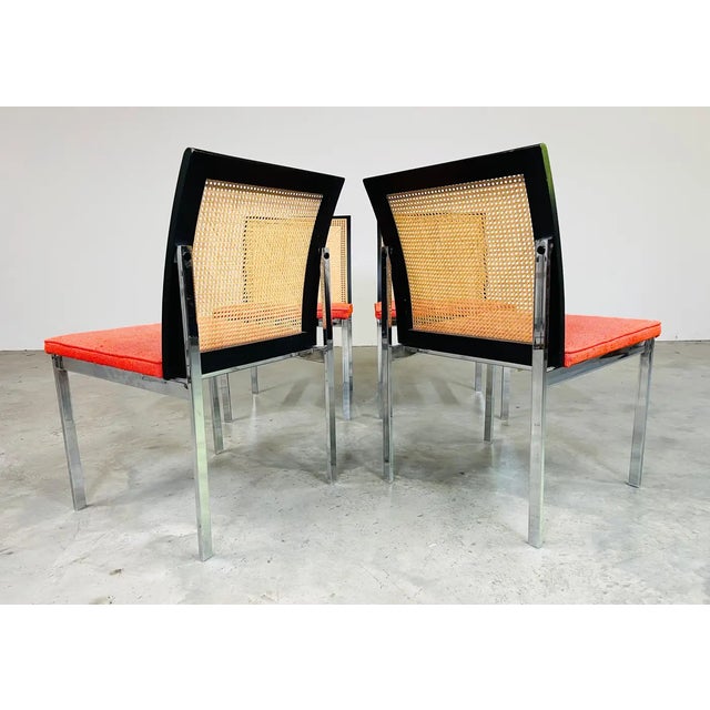1960s 4 Paul McCobb for Lane Cane Back and Chrome Steel Dining Chairs For Sale - Image 5 of 10