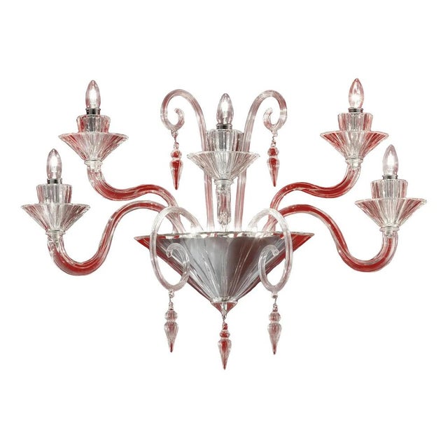 Silver Venetian Imperial Rigadin Murano Glass Wall Sconce in Transparent Glass by Simoeng for Simoeng For Sale - Image 8 of 8