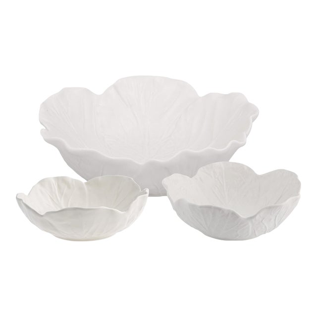 Bordallo Pinheiro Cabbage Nesting Bowls, Beige, Set of 3 For Sale