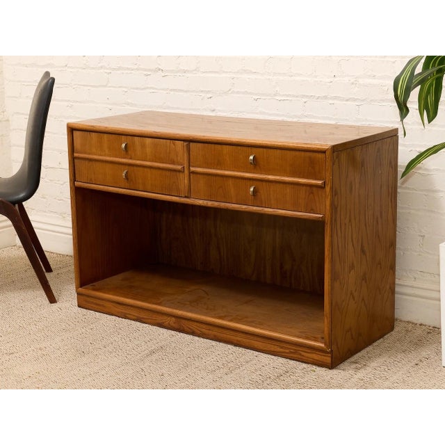 Mid 20th Century Oak Double Drawer Cabinet With Lp Cubby For Sale - Image 12 of 12