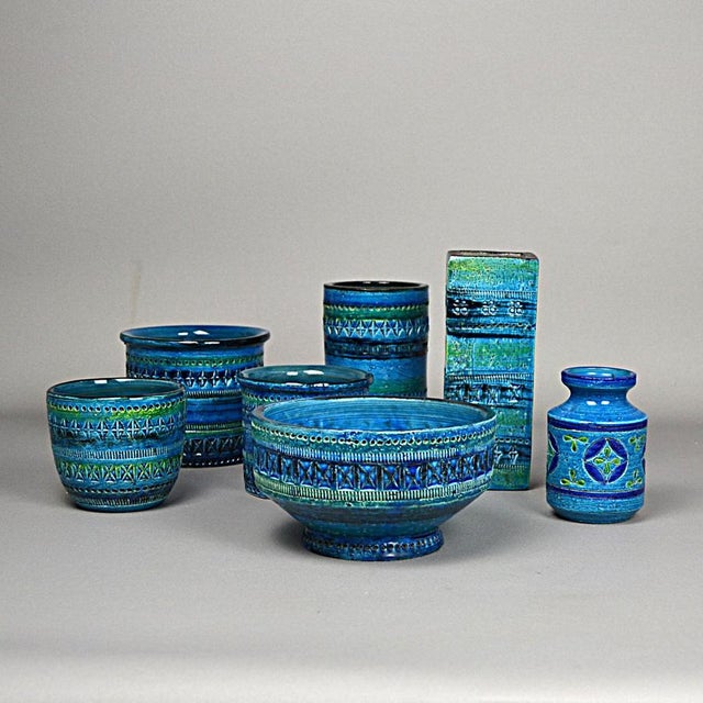 Blue Rimini Blue Flowerpot Cover or Vase by Aldo Londi for Bitossi, 1950s For Sale - Image 8 of 9