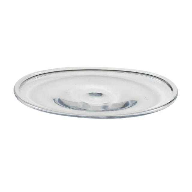 Plate Oval Centerpiece in Clear Glass, Italy, 1980s For Sale