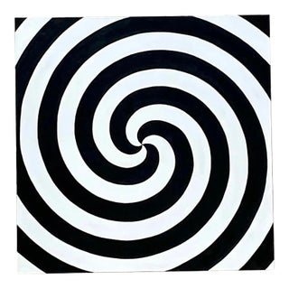 Vintage Op Art Swirl Signed Original Oil Painting For Sale