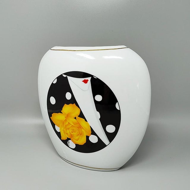 1970s gogeous porcelain vase by r. Ortol for limoges. It's signed at the bottom and in excellent condition. Made in...
