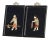 Oriental Asian Black Pictures with Mother of Pearl 'Men Farming & Fishing' - a Pair For Sale