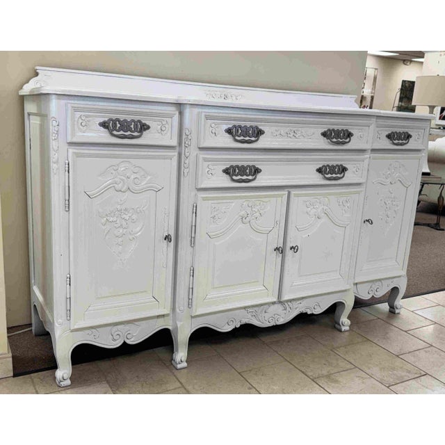 Vintage Painted French Country Sideboard Buffet Cabinet For Sale - Image 4 of 16