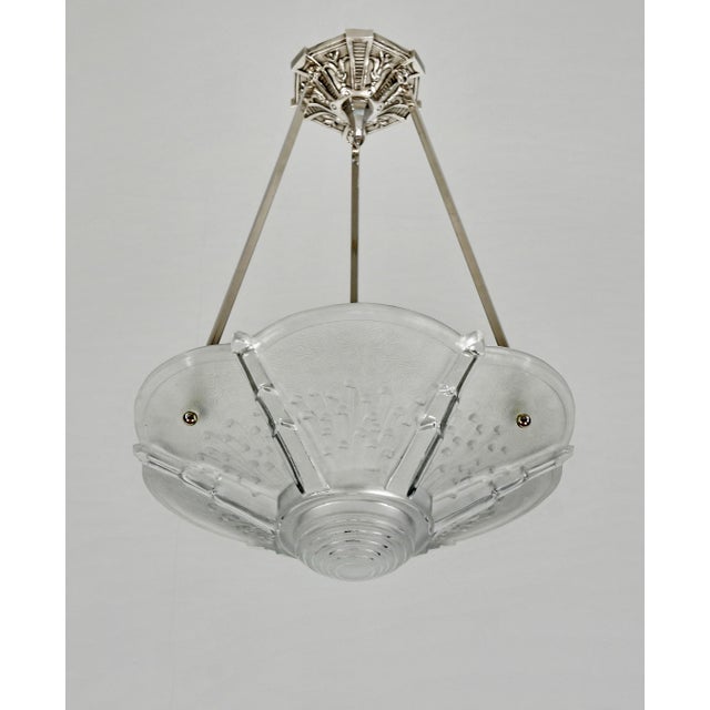 1920s French Art Deco Pendant Light by Muller Freres 1930 France For Sale - Image 5 of 11