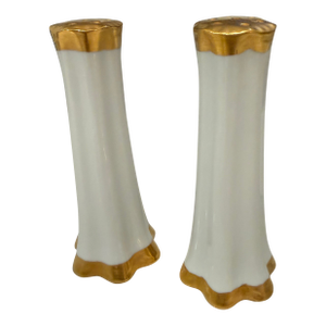 Vintage White and Gold Salt & Pepper Shakers