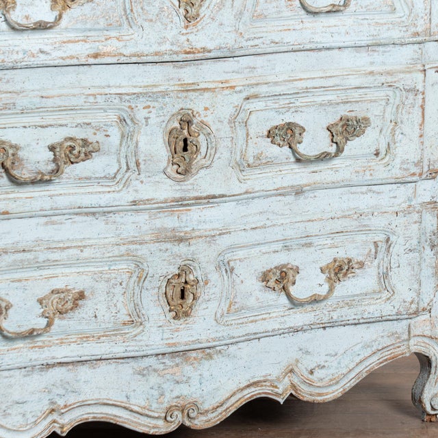 19th Century Swedish Rococo Three-Drawer Chest in Blue Painted Finish For Sale - Image 14 of 16