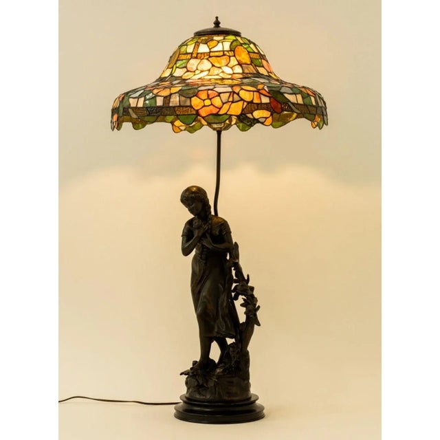 Bronze After Mathurin Moreau Fille Sculpture Mounted Lamp For Sale - Image 8 of 8