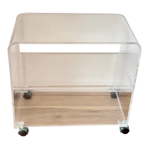 Vintage 1980s Clear Lucite Bar Cart on Wheels