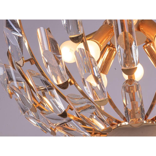 Chandelier Crystal Glass & Gilt Brass from Stilkronen, Italy, 1970s For Sale - Image 3 of 8