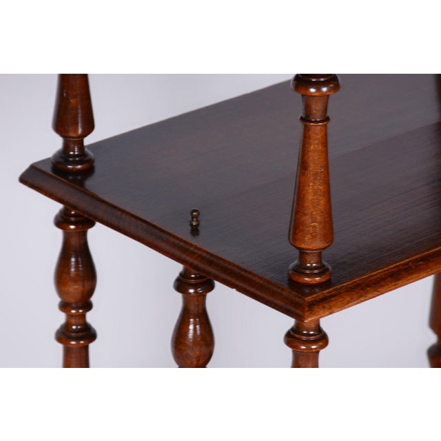 Brown Biedermeier Shelf with Beech & Brass Wheels, France, 1880s For Sale - Image 8 of 12