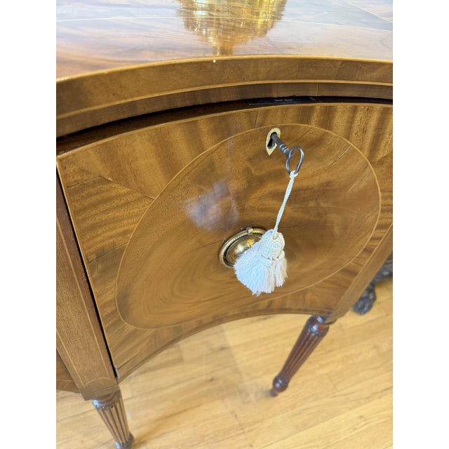 Late 18th Century Early Sheraton Period Serpentine Sideboard in Flame Mahogany With Boxwood Inlay For Sale - Image 4 of 9