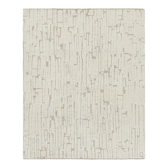 Rug & Kilim’s Contemporary Rug in White with High-Low Geometric Patterns - 12x15 For Sale