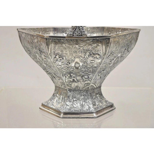 Antique Derby Sp Co International Silver Plated Wedding Basket W Repousse For Sale - Image 11 of 12