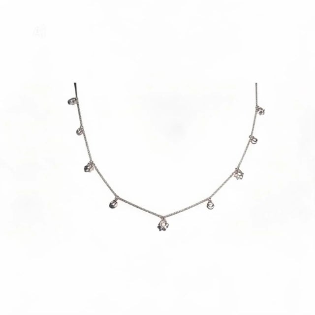 Traditional Late 20th Century 14K White Gold Diamond Star of David Station Necklace Estate For Sale - Image 3 of 3