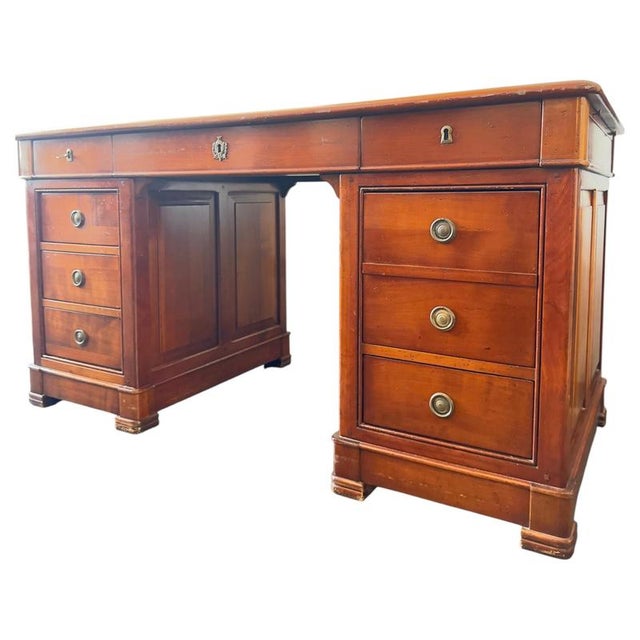 Antique English Victorian Partners Desk with Dual Functionality, 1880 For Sale - Image 10 of 17