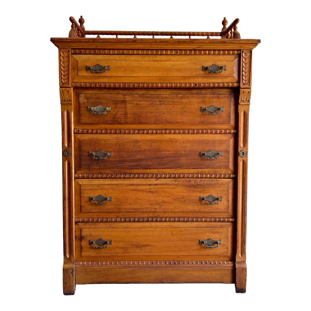 Rare Eastlake Boarding House Dresser With Original Locking Mechanism, c.1885-1895 For Sale