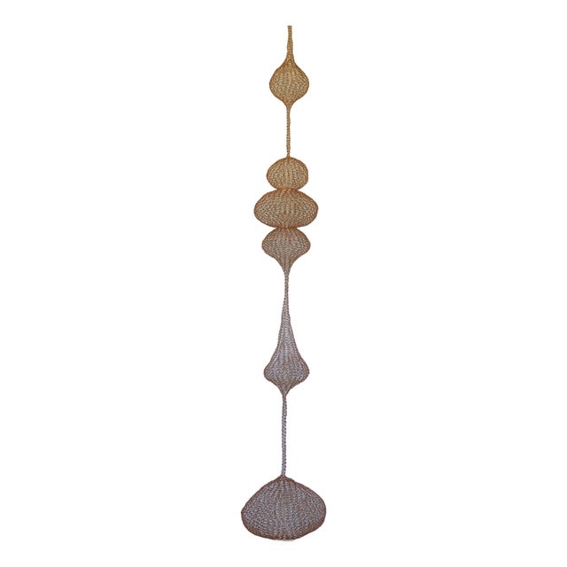 Handmade Copper Wire Sculpture Inspired by the Handwoven Technique of Ruth Asawa #24 For Sale