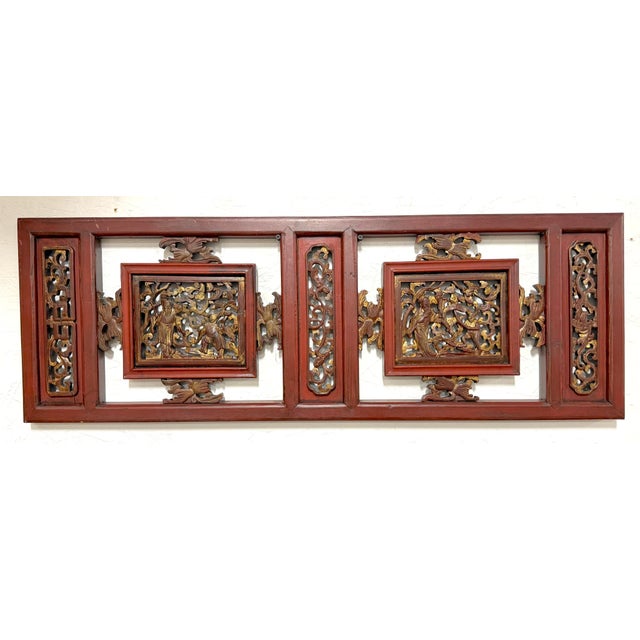 Pair of Chinese Gilt & Lacquered Openwork Figural Architectural Panels, 20th C. For Sale - Image 9 of 12