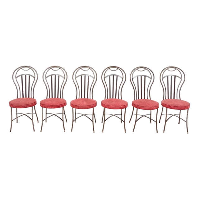 French Style Balloon Back Steel Side Chairs, 6 For Sale