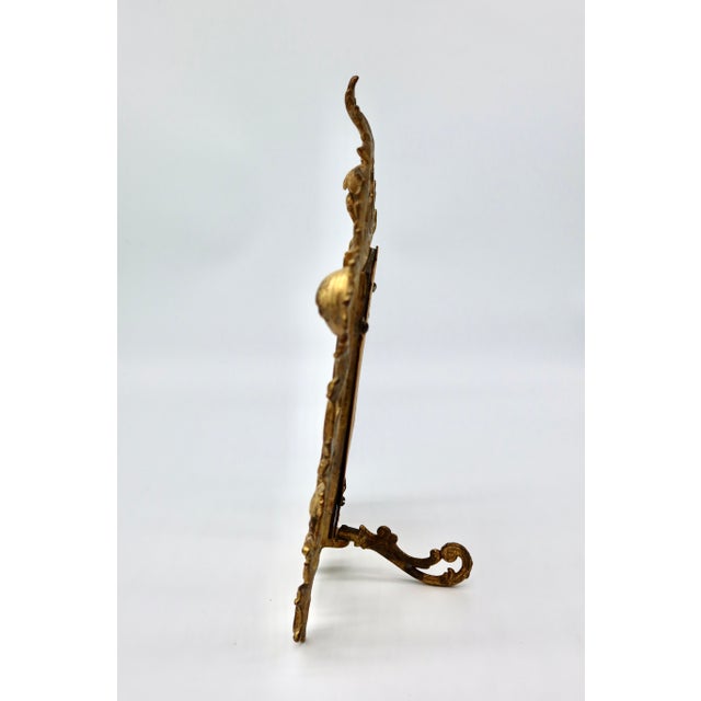 Antique Gilt Metal Vanity Mirror With Easel Stand For Sale In Austin - Image 6 of 7