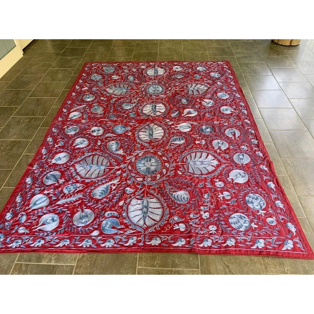 Textile Mid 20th Century Suzani Bed Cover For Sale - Image 7 of 10