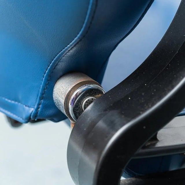 Set of Blue Eco-Leather Barber Chairs, 1980s For Sale - Image 6 of 13