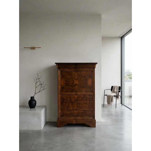 Mid 19th Century Mid 19th Century French Louis Philippe Burr Walnut Secrétaire À Abattant For Sale - Image 5 of 6