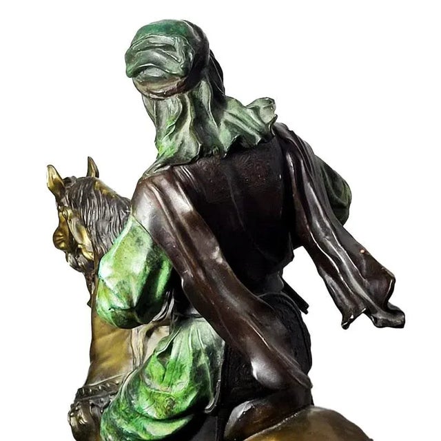 Arab Huntsman on Horse Bronze Sculpture by Antoine-Louis Barye - Signed For Sale - Image 4 of 9